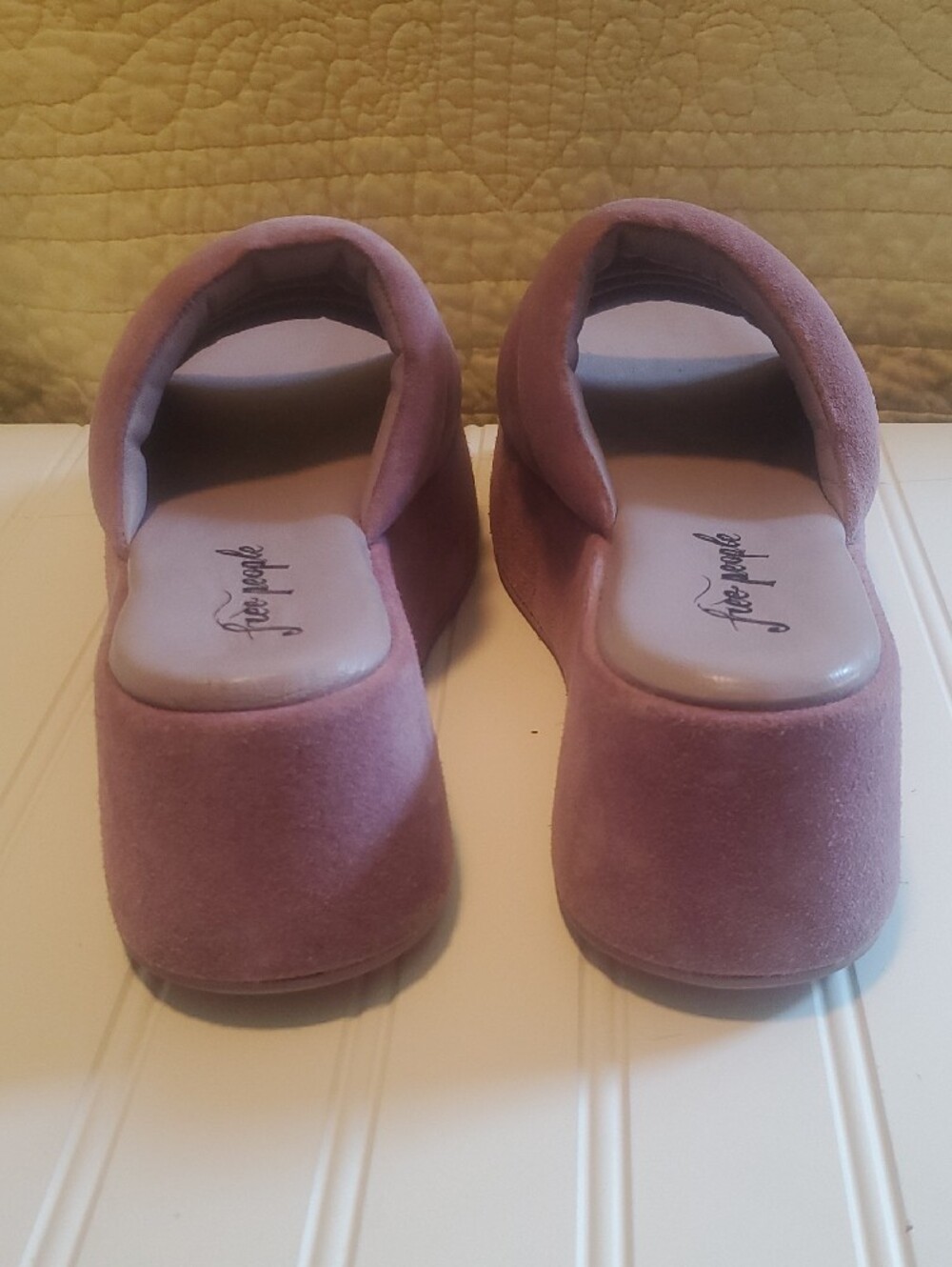 Free People Almost Paradise Purple Velvet Platform Slide Sandals 39.5 9.5 - Picture 3 of 6